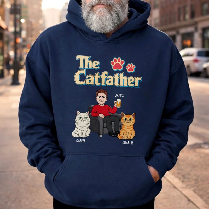 Custom Unisex T-shirt, Hoodie - Personalized Father's Day Birthday Gifts For Cat Lovers, Cat Dad - Proud Servant Of Tiny Overlords