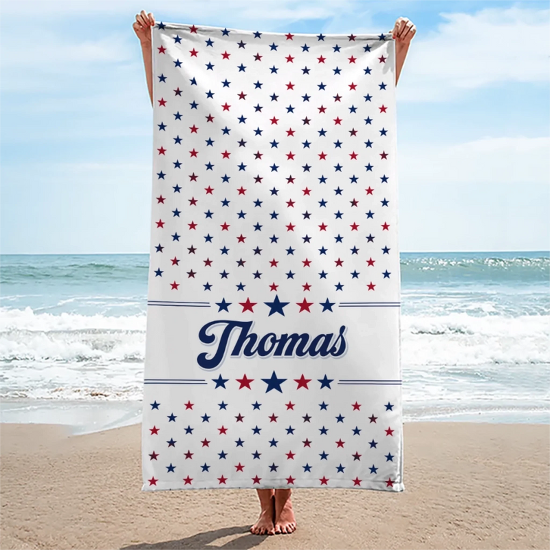 Custom Beach Towel - Personalized America 250th Anniversary, Summer Vacation And Travel Gifts For Best Friends, Family - Summer Vibes USA Edition