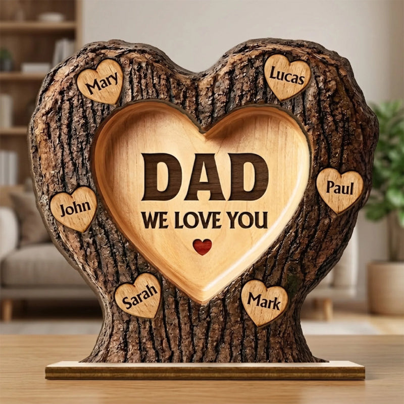 Custom 2-Layered Wooden Plaque - Personalized Father's Day Birthday Gifts For Dad, Grandpa - Dad Is My Everyday Hero