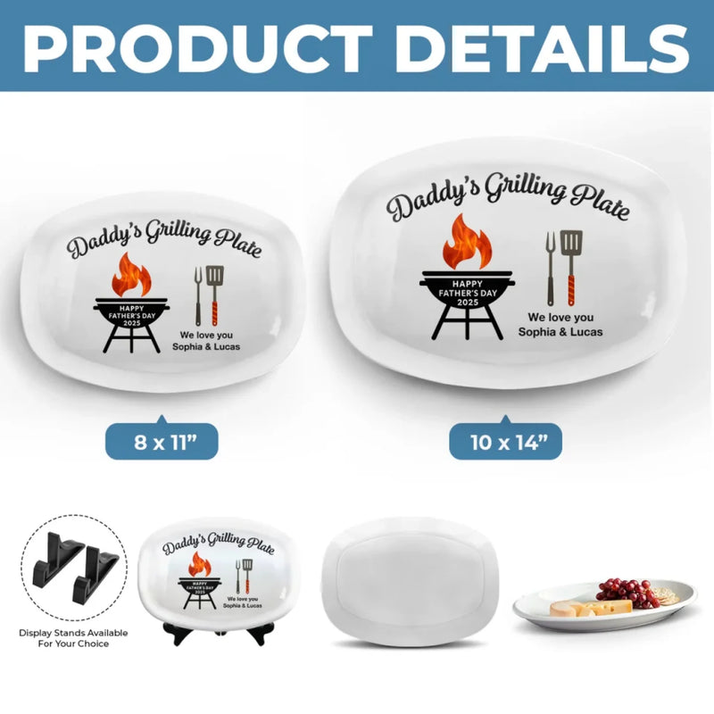 Fired Up For Father’s Day - Family Personalized Custom Platter - Father's Day, Gift For Dad, Grandpa