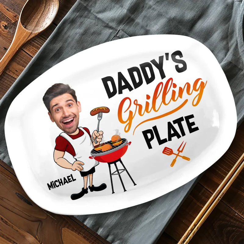 Custom Photo Everything Tastes Better When Daddy Makes It - Family Personalized Custom Platter - Father's Day, Gift For Dad, Grandpa