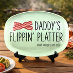 Custom Platter - Personalized Father's Day Birthday Gifts For Dad, Grandpa, Grill Masters - Dad Serves Love Daily