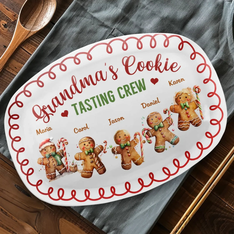 Grandma's Cookie Connoisseurs - Family Personalized Custom Platter - Christmas Gift For Mom, Grandma