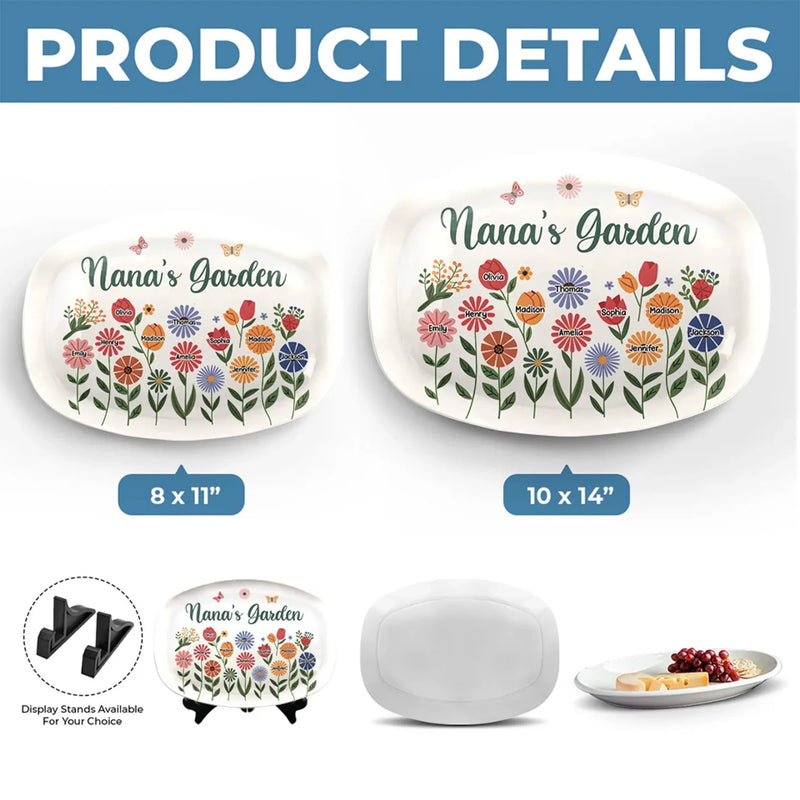 Grandma’s Love Is Sunshine For Little Flowers - Family Personalized Custom Platter - Gift For Mom, Grandma