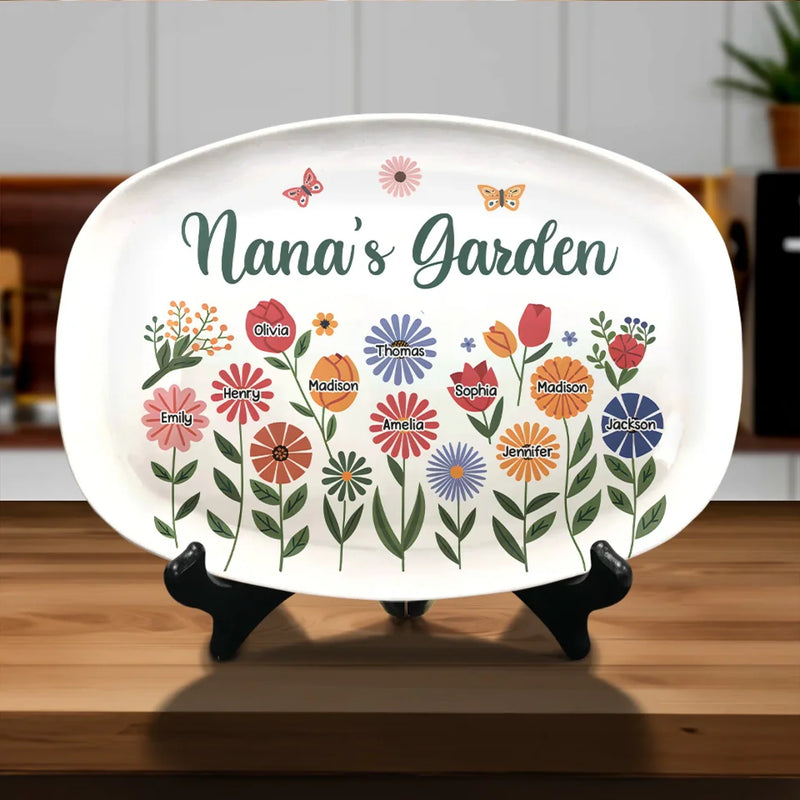 Grandma’s Love Is Sunshine For Little Flowers - Family Personalized Custom Platter - Gift For Mom, Grandma