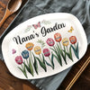 Grandma Makes Life Bloom With Love - Family Personalized Custom Platter - Gift For Mom, Grandma