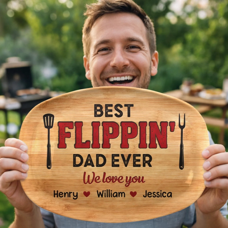 Custom Platter - Personalized Father's Day Birthday Gifts For Dad, Grandpa - Smoke Meat Enjoy Life