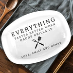 Custom Platter - Personalized Father's Day Birthday Gifts For Dad, Grandpa, Grill Masters - Grill Master At Work