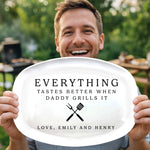 Custom Platter - Personalized Father's Day Birthday Gifts For Dad, Grandpa, Grill Masters - Grill Master At Work