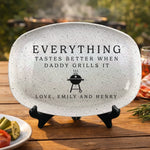 Custom Platter - Personalized Father's Day Birthday Gifts For Dad, Grandpa, Grill Masters - Grill Master At Work