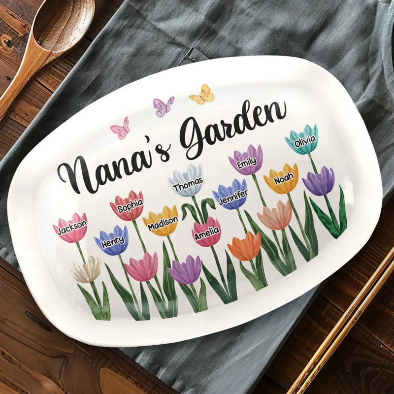 Grandma’s Love Helps Kids Bloom - Family Personalized Custom Platter - Gift For Mom, Grandma