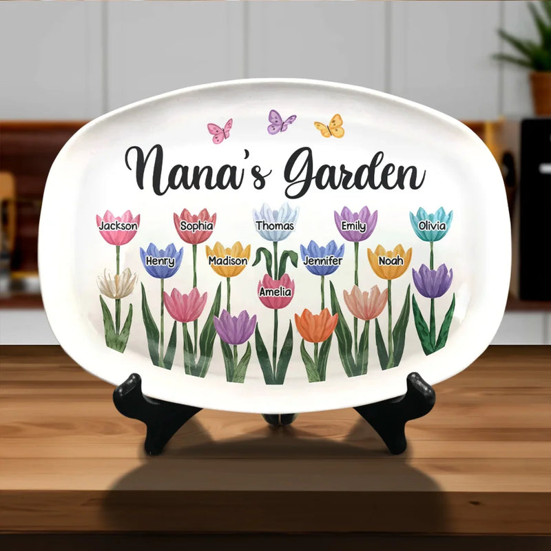 Grandma’s Love Helps Kids Bloom - Family Personalized Custom Platter - Gift For Mom, Grandma