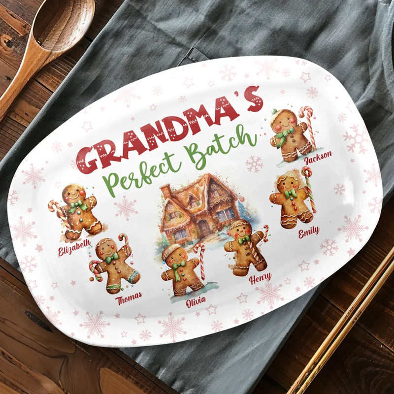Grandchildren Are Like Gingerbread Cookies, Sweet And Made With Love - Family Personalized Custom Platter - Christmas Gift For Mom, Grandma