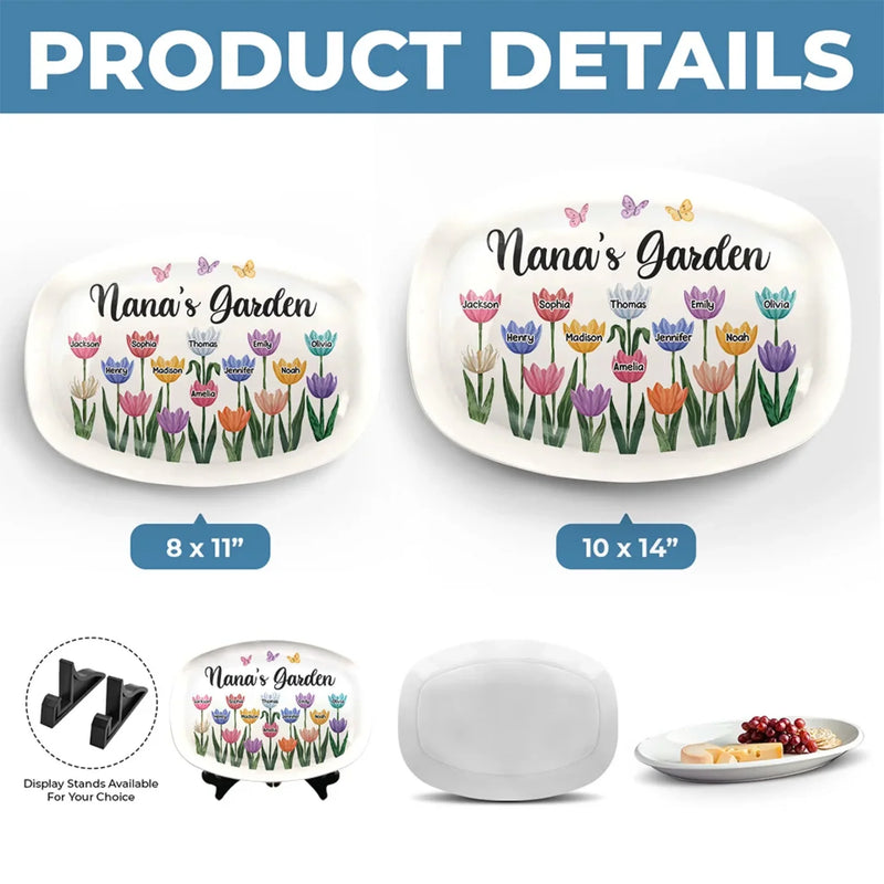Grandma’s Love Helps Kids Bloom - Family Personalized Custom Platter - Gift For Mom, Grandma