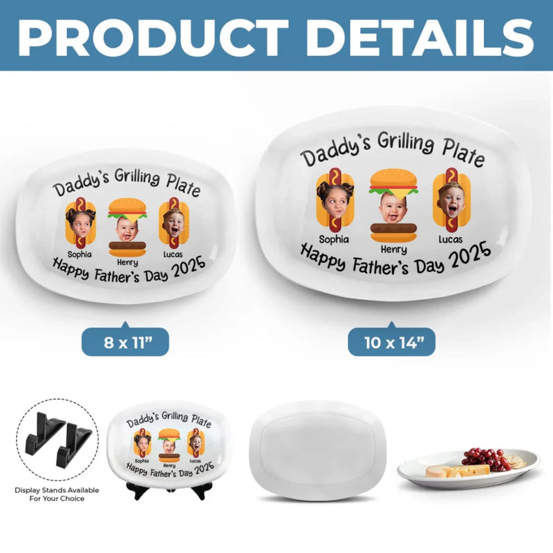 Custom Photo Grill Master, Tiny Tasters - Family Personalized Custom Platter - Father's Day, Gift For Dad, Grandpa
