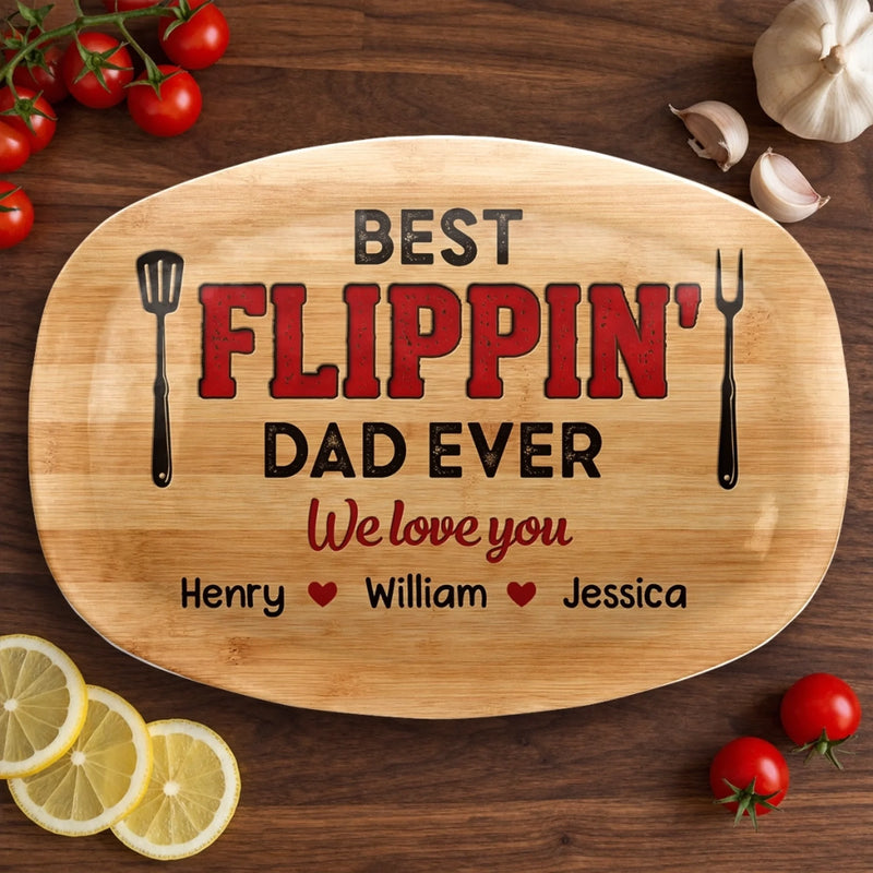 Custom Platter - Personalized Father's Day Birthday Gifts For Dad, Grandpa - Smoke Meat Enjoy Life