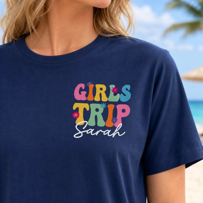 Custom Unisex T-shirt - Personalized Summer Vacation And Travel Gifts For Best Friends, Family - Casino Lights, Bestie Nights