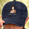 Custom Photo Vintage Washed Denim Baseball Cap - Personalized Father's Day Gifts For Dad, Grandpa - Classic Dad Energy