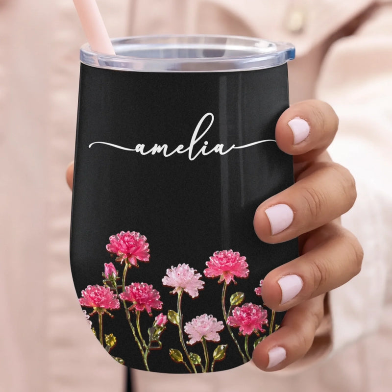 Custom Wine Tumbler - Personalized Best Friend Birthday Gifts For Women, Besties, Sisters, BFF, Family, Yourself - Partners In Wine Crimes