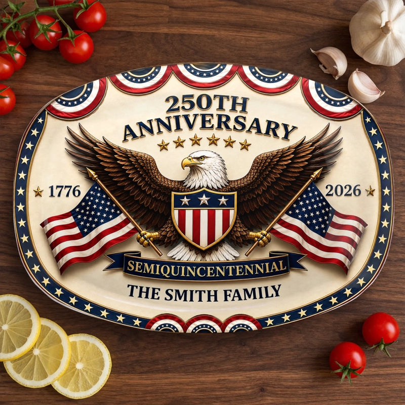 Custom Platter - Personalized America 250th Anniversary Gifts For Mom, Dad, Brother, Sister, Kids - Liberty Laughter Love