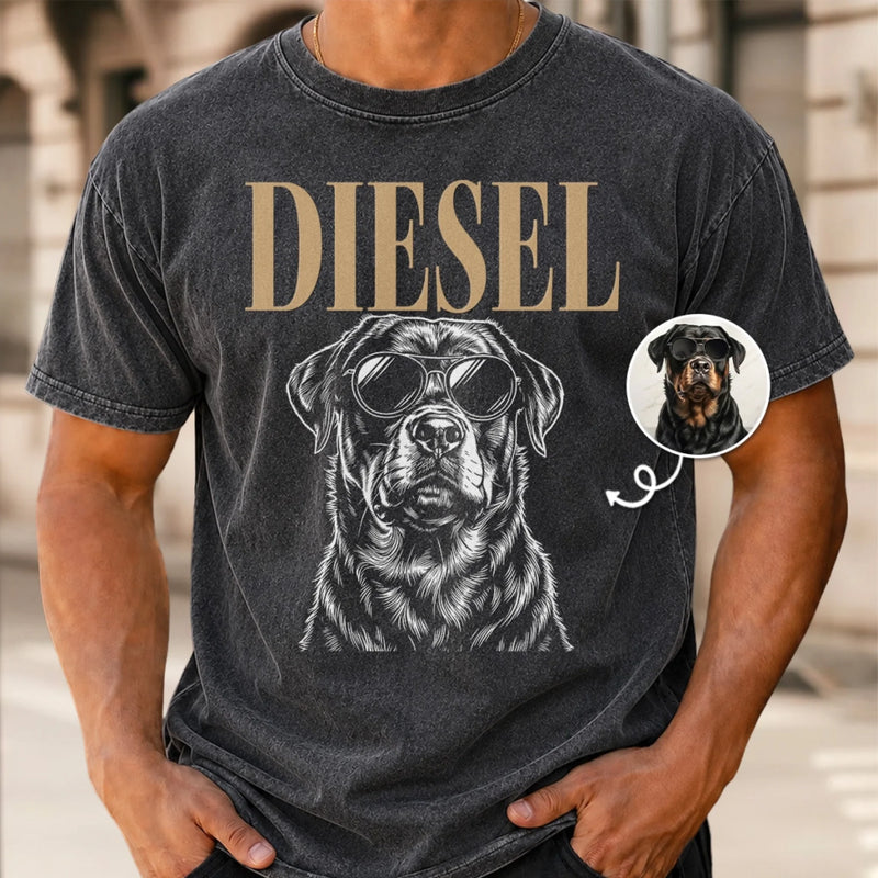 Custom Photo Washed Cotton T-shirt - Personalized Father's Day Birthday Gifts For Dog Cat Lovers, Dog Dad, Cat Owners - Fur Babies Fur Ever
