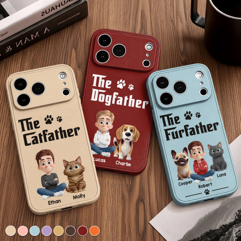 Custom Leather Phone Case - Personalized Father's Day Birthday Gifts For Dog Cat Lovers, Dog Dad And Mom, Cat Owners - Paws And Love Forever
