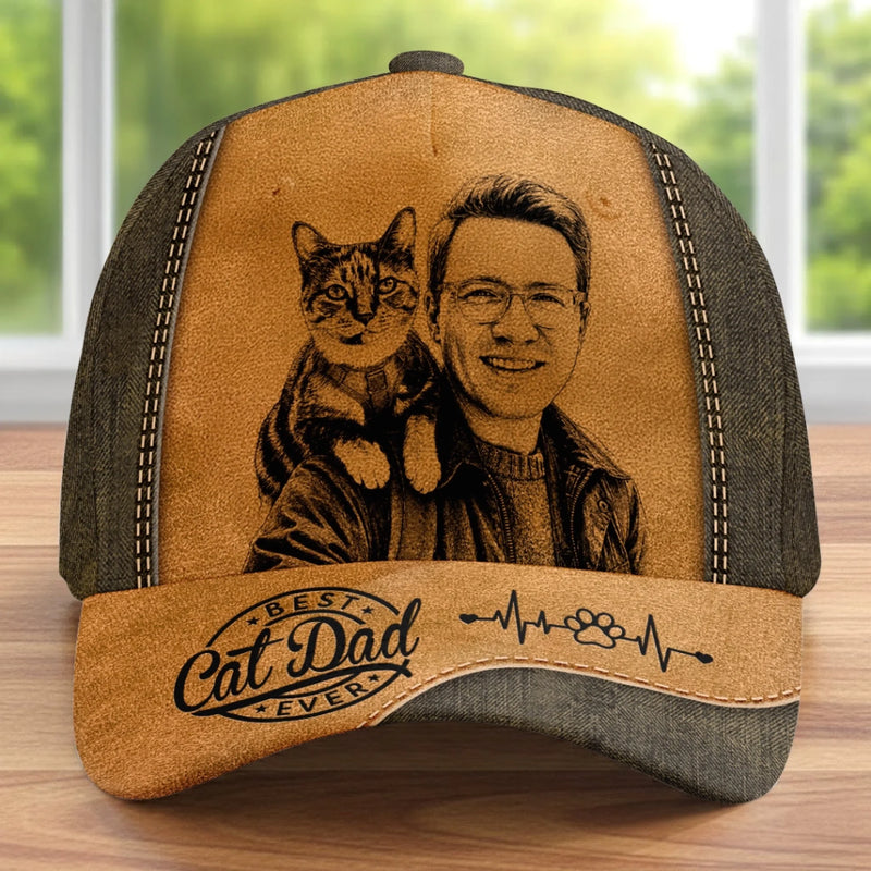 Custom Photo Cap - Personalized Father's Day Birthday Gifts For Dog Cat Lovers, Dog Dad And Mom, Cat Owners - Love Comes With Paws