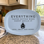 Custom Platter - Personalized Father's Day Birthday Gifts For Dad, Grandpa, Grill Masters - Grill Master At Work