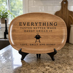 Custom Platter - Personalized Father's Day Birthday Gifts For Dad, Grandpa, Grill Masters - Grill Master At Work