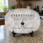 Custom Platter - Personalized Father's Day Birthday Gifts For Dad, Grandpa, Grill Masters - Grill Master At Work