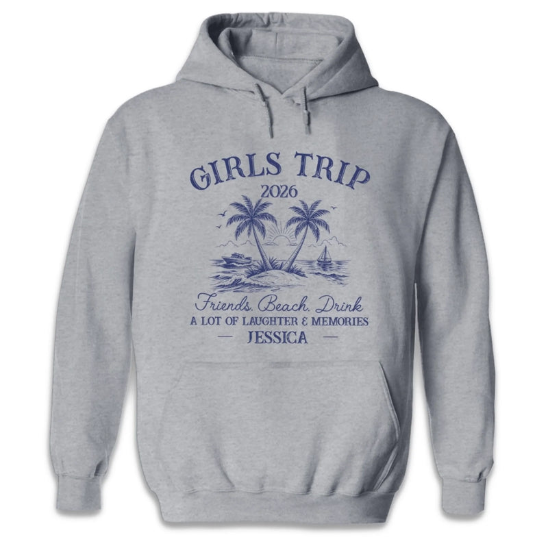 Custom T-shirt, Premium T-shirt, Hoodie - Personalized Summer Vacation And Travel Gifts For Best Friends, Family - Forever A Beach Girl