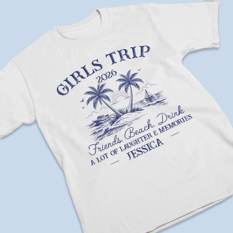 Custom T-shirt, Premium T-shirt, Hoodie - Personalized Summer Vacation And Travel Gifts For Best Friends, Family - Forever A Beach Girl