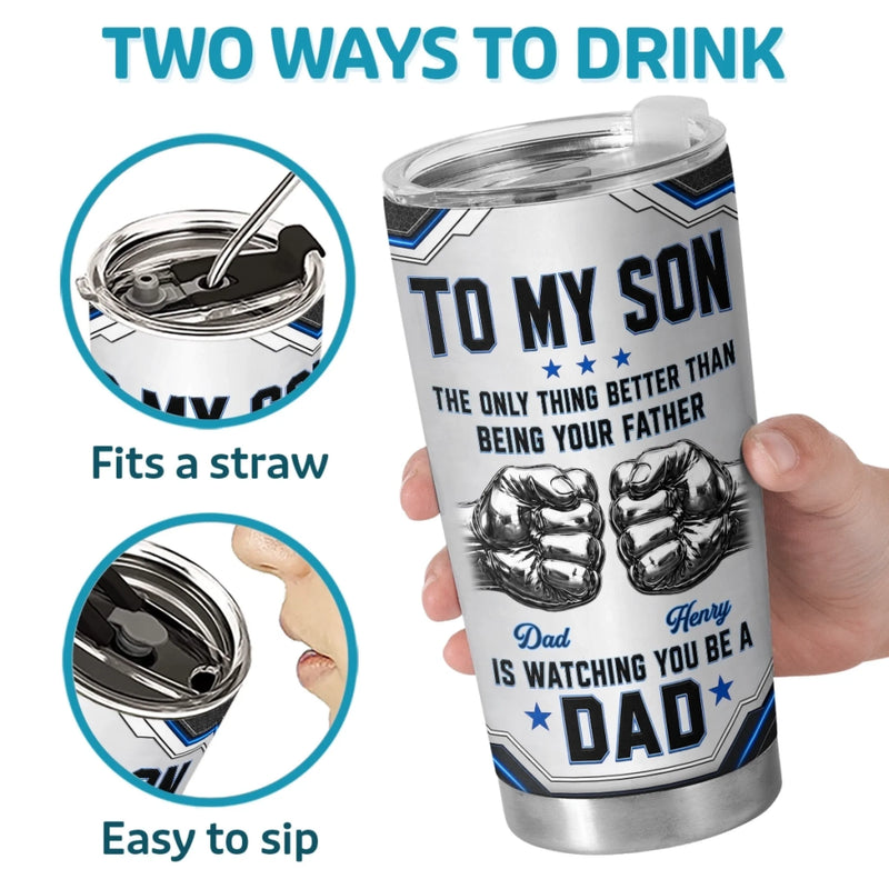Custom Tumbler - Personalized Father's Day Birthday Gifts For Son - Strong Brave And Kind Always