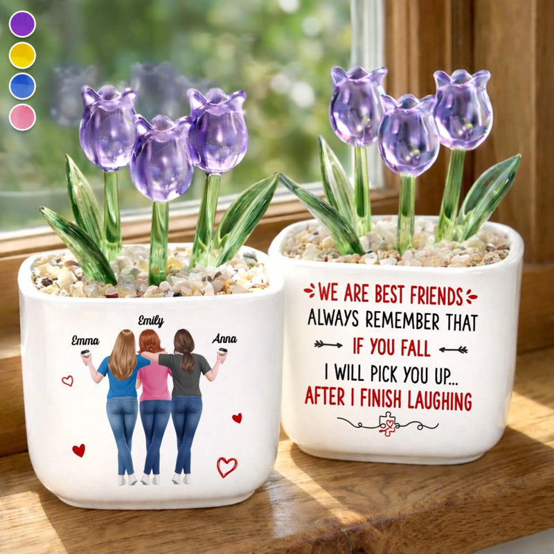Custom Glass Everlasting Tulips - Personalized Best Friend Birthday Gifts For Women, Besties, Sisters, BFF - Always Laughing At You