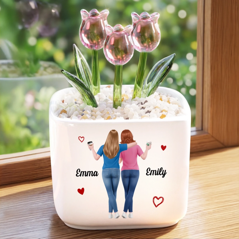 Custom Glass Everlasting Tulips - Personalized Best Friend Birthday Gifts For Women, Besties, Sisters, BFF - Got Your Back, Always