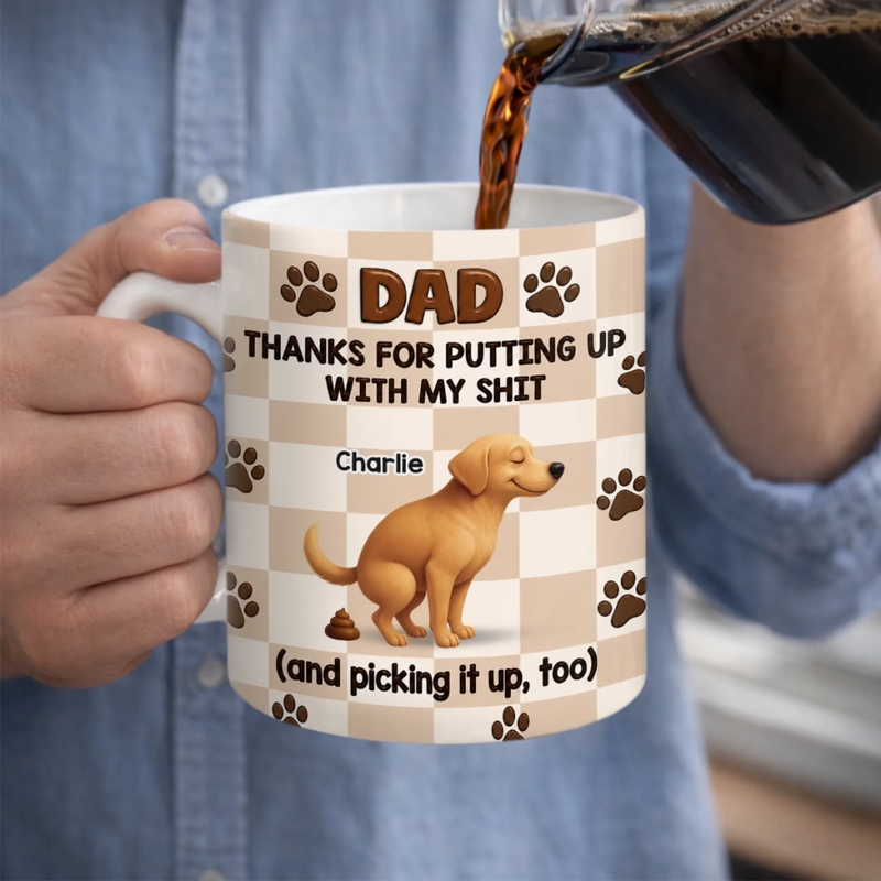 Custom Mug - Personalized Father's Day Gifts For Dog Cat Lovers, Dog Dad And Mom, Cat Owners - Paws Fill Life With Joy