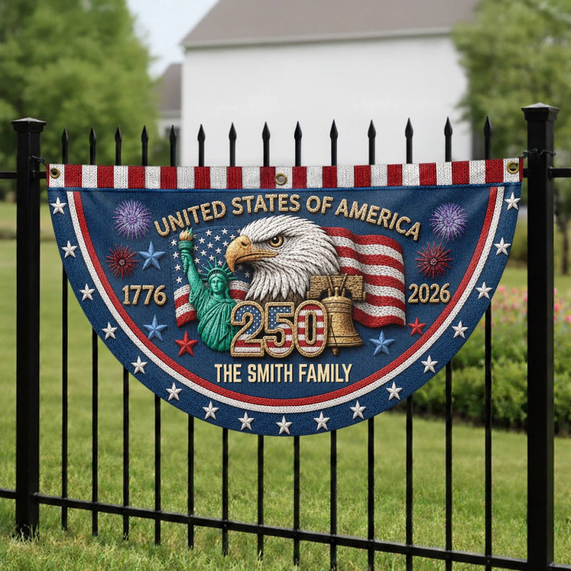 Custom Non-Pleated Fan Flag -  Personalized America 250th Anniversary Gifts For Mom, Dad, Brother, Sister, Kids - Born To Celebrate Freedom