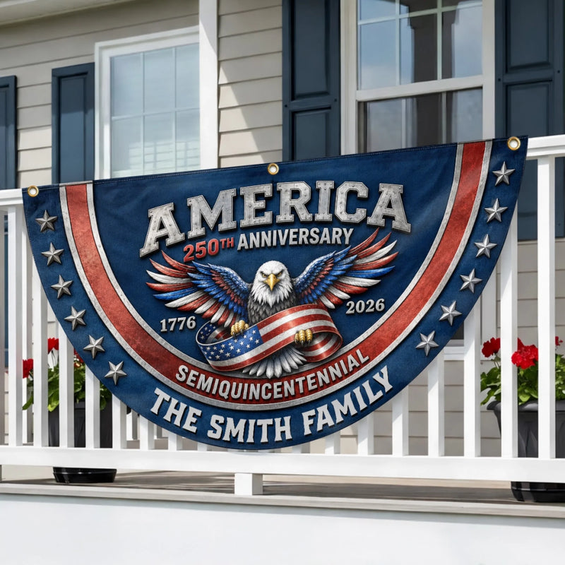Custom Non-Pleated Fan Flag -  Personalized America 250th Anniversary Gifts For Mom, Dad, Brother, Sister, Kids - Land Of Freedom And Love