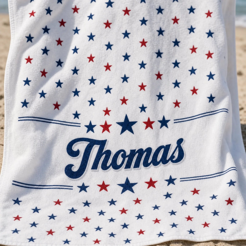 Custom Beach Towel - Personalized America 250th Anniversary, Summer Vacation And Travel Gifts For Best Friends, Family - Summer Vibes USA Edition