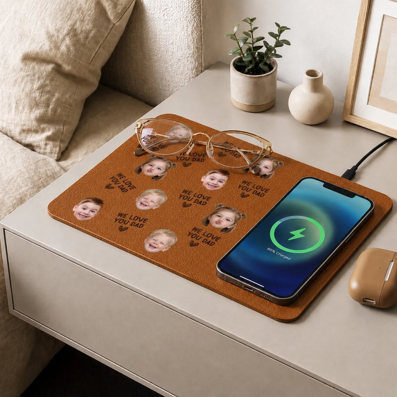 Custom Photo Charging Mat - Personalized Father's Day Birthday Gifts For Dad, Grandpa - Dad Makes Life Better