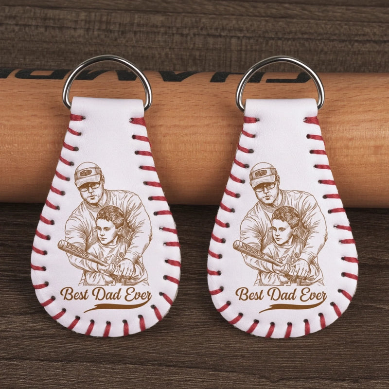Custom Photo Baseball Leather Keychain - Personalized Father's Day Birthday Gifts For Dad, Grandpa, Baseball Lovers, Sports Fans, Sports Lovers - Baseball State Of Mind