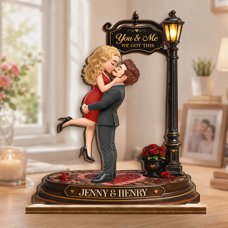 Custom 2-Layered Wooden Plaque - Personalized Anniversary Wedding Gifts For Husband And Wife, Him And Her - Holding You Close Forever