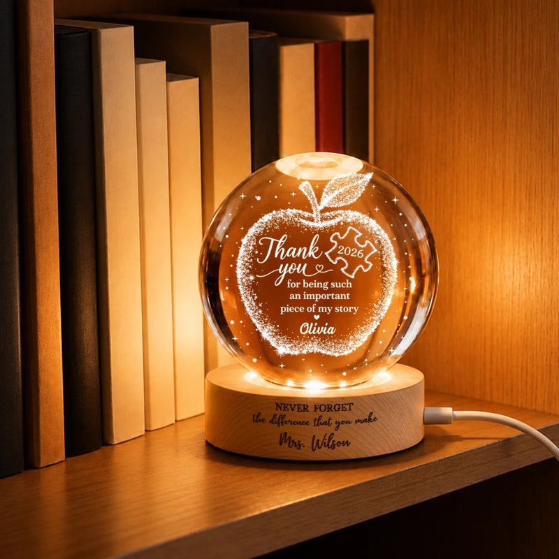 Custom Crystal Ball Night Light - Personalized  Birthday Gifts For Teachers - A Teacher’s Guiding Light