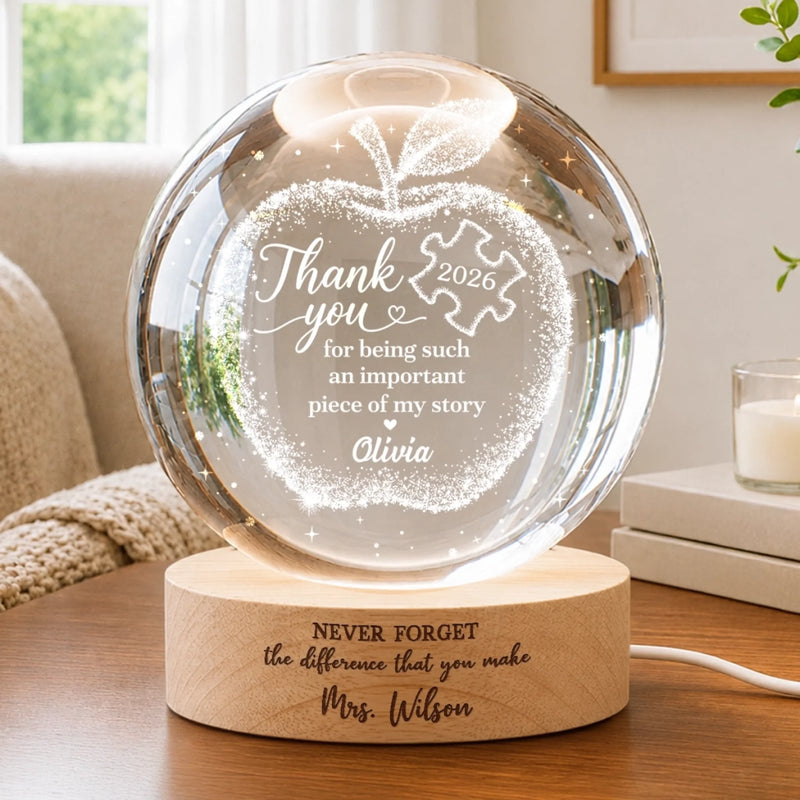 Custom Crystal Ball Night Light - Personalized  Birthday Gifts For Teachers - A Teacher’s Guiding Light