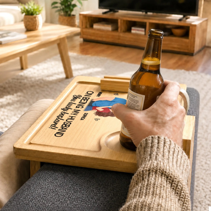 Custom Wooden Couch Arm Table - Personalized Anniversary Wedding Gifts For Husband And Wife, Him And Her - You And Me Always