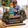 Custom Photo 2-Layered Wooden Plaque - Personalized Father's Day Fishing Gifts For Fisherman, Dad, Grandpa - Hooked On Family Time