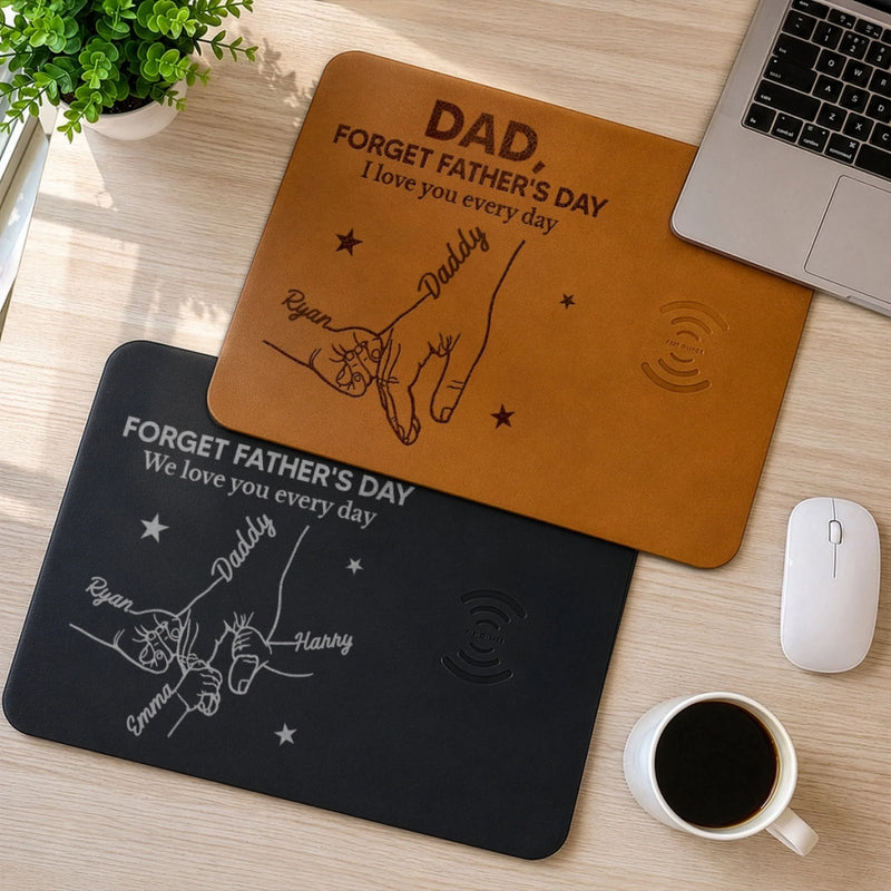 Custom Charging Mat - Personalized Father's Day Birthday Gifts For Dad, Grandpa - Best Dad Ever Connected
