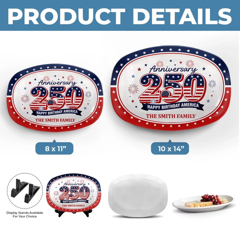 Custom Platter - Personalized America 250th Anniversary Gifts For Mom, Dad, Brother, Sister, Kids - Family Traditions Start Here