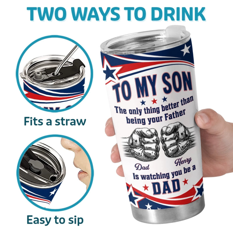 Custom Tumbler - Personalized Father's Day Birthday Gifts For Son - Built Tough Loved Forever