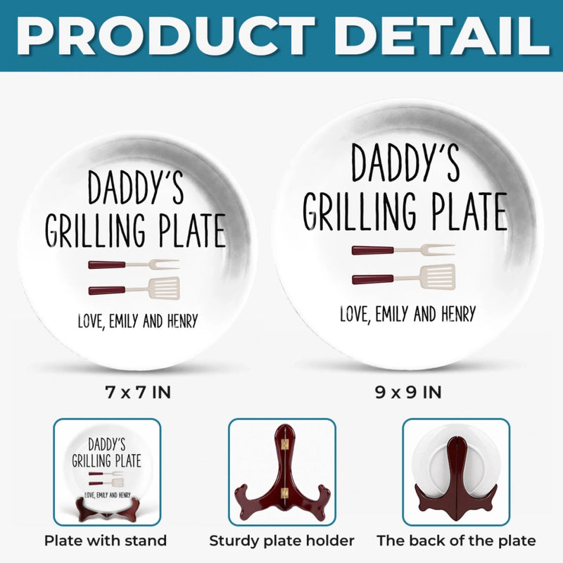 Custom Ceramic Plate - Personalized Father's Day Birthday Gifts For Dad, Grandpa - Cooking Up Good Times